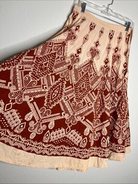 Vintage Uniti Casuals Circle Skirt Size S - Flared Midi Skirt Indian Cotton